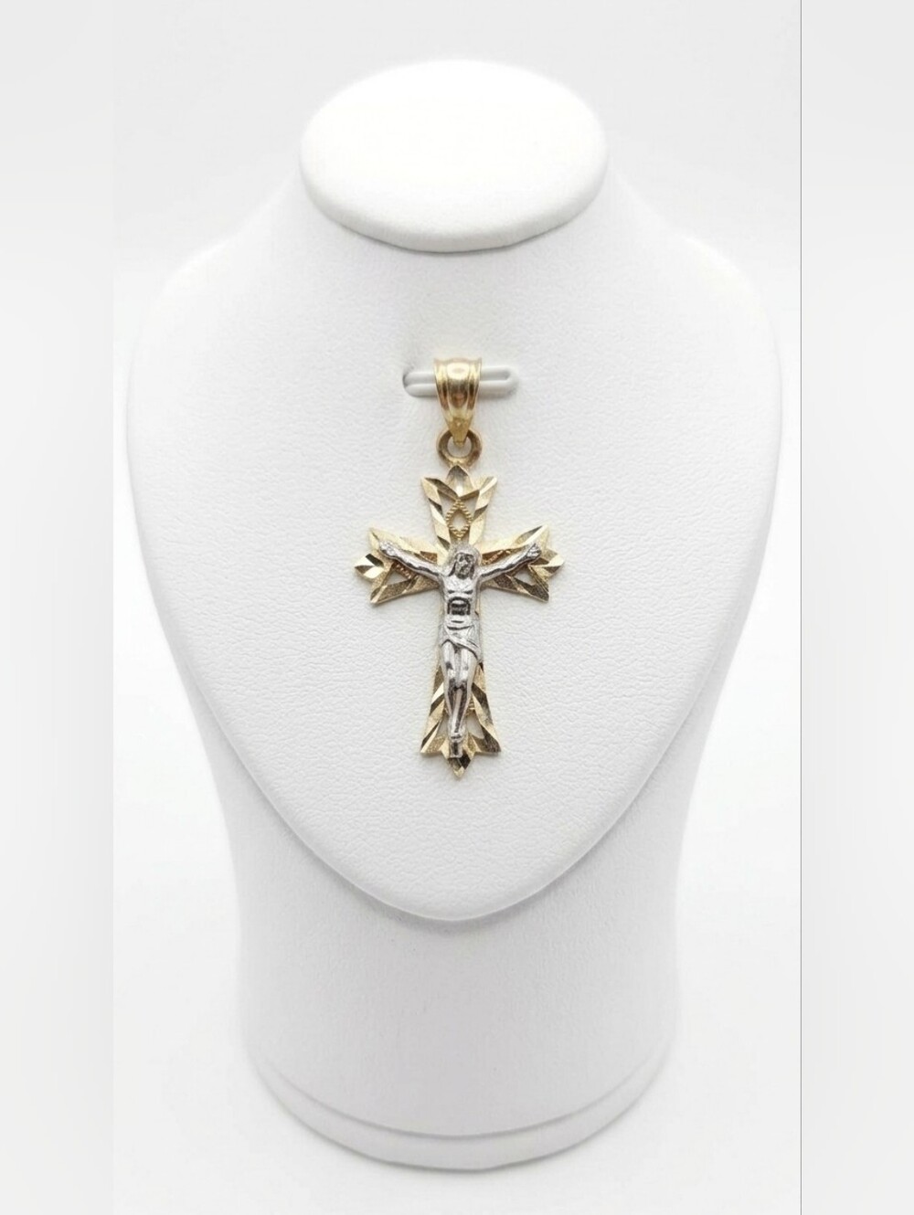 10k Gold Two-Tone Crucifix Pendant [1"]